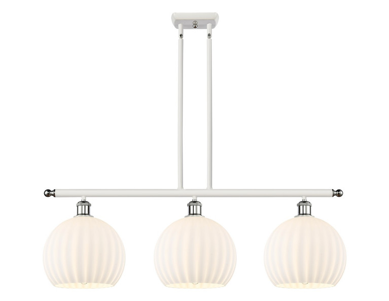 Innovations - 516-3I-WPC-G1217-10WV - LED Island Pendant - Ballston - White Polished Chrome