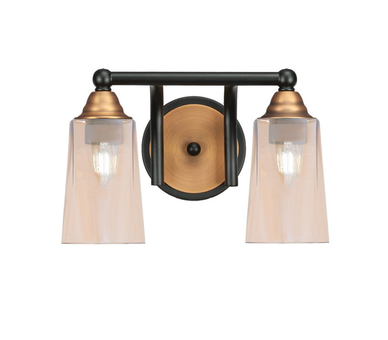 Toltec Lighting - 3422-MBBR-263 - Two Light Bath Bar - Paramount - Matte Black & Bass