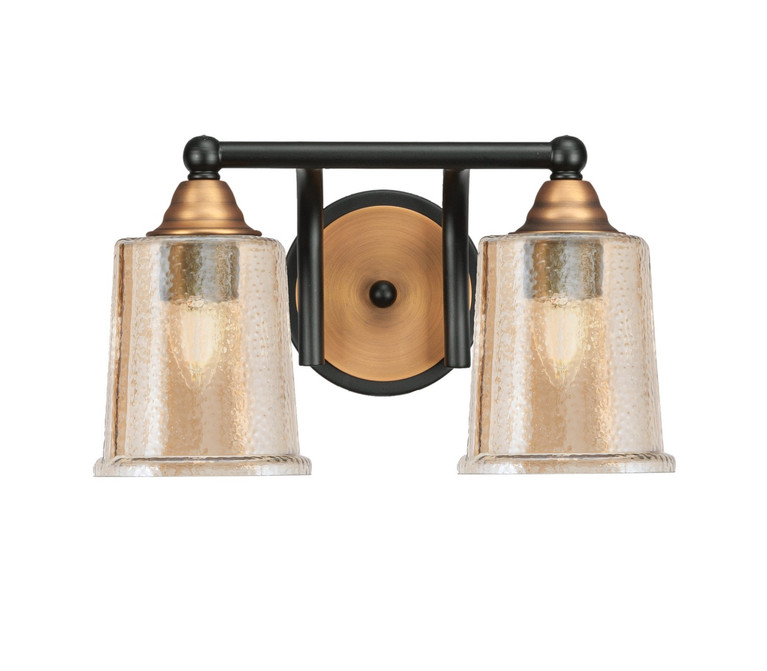 Toltec Lighting - 3422-MBBR-5033 - Two Light Bath Bar - Paramount - Matte Black & Bass