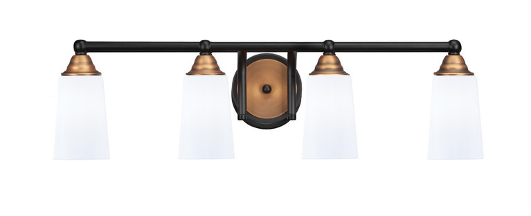 Toltec Lighting - 3424-MBBR-261 - Four Light Bath Bar - Paramount - Matte Black & Bass