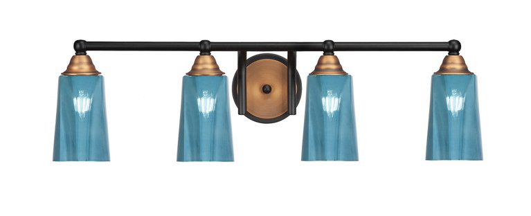 Toltec Lighting - 3424-MBBR-265 - Four Light Bath Bar - Paramount - Matte Black & Bass