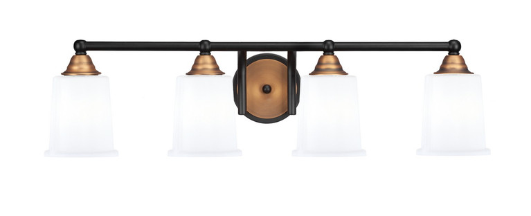 Toltec Lighting - 3424-MBBR-5031 - Four Light Bath Bar - Paramount - Matte Black & Bass