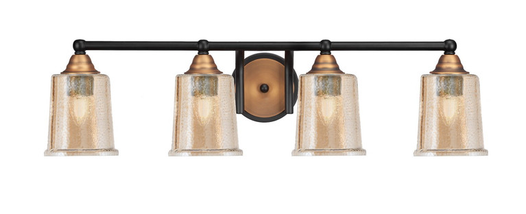 Toltec Lighting - 3424-MBBR-5033 - Four Light Bath Bar - Paramount - Matte Black & Bass