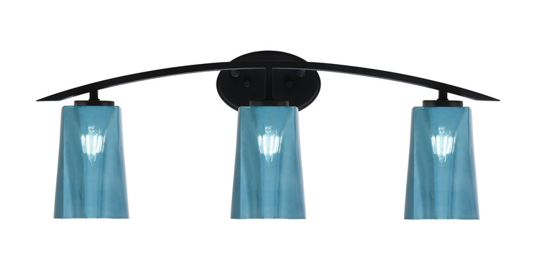Toltec Lighting - 3723-MB-265 - Three Light Bath Bar - Kurve - Matte Black