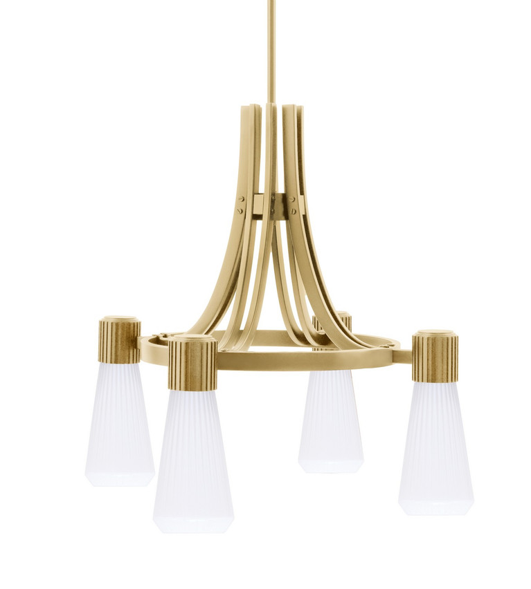 Toltec Lighting - 4814-NAB-881 - Four Light Chandelier - Everleigh - New Age Brass