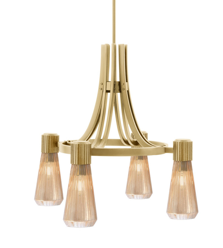 Toltec Lighting - 4814-NAB-883 - Four Light Chandelier - Everleigh - New Age Brass