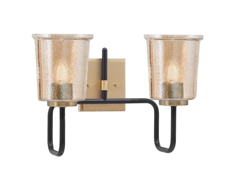 Toltec Lighting - 6222-MBNAB-5033 - Two Light Bath Bar - Sandia - Matte Black & New Age Brass