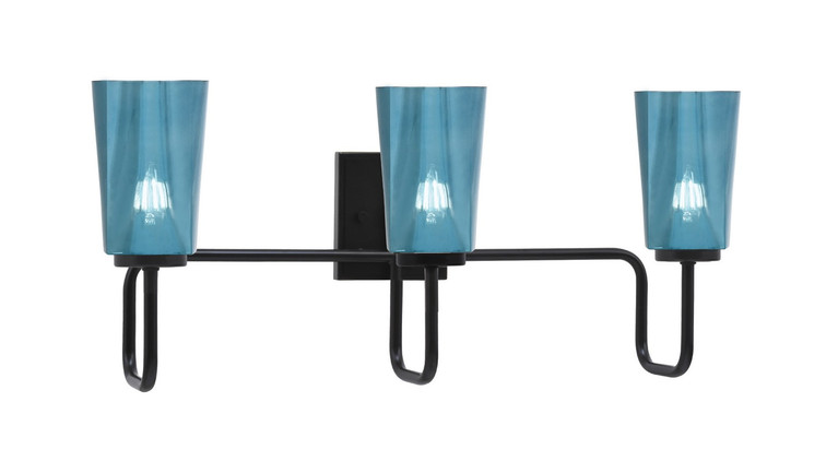 Toltec Lighting - 6223-MB-265 - Three Light Bath Bar - Sandia - Matte Black