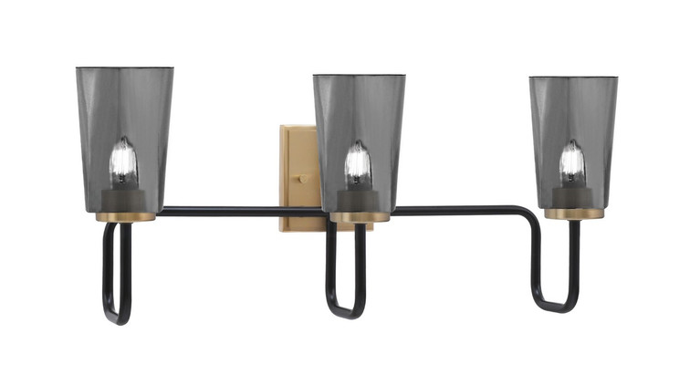 Toltec Lighting - 6223-MBNAB-262 - Three Light Bath Bar - Sandia - Matte Black & New Age Brass