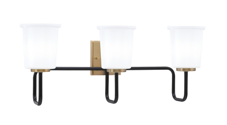 Toltec Lighting - 6223-MBNAB-5031 - Three Light Bath Bar - Sandia - Matte Black & New Age Brass