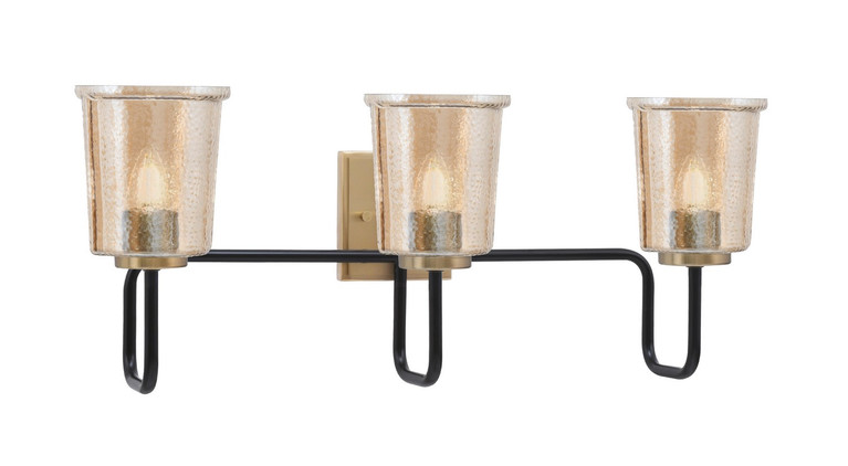 Toltec Lighting - 6223-MBNAB-5033 - Three Light Bath Bar - Sandia - Matte Black & New Age Brass