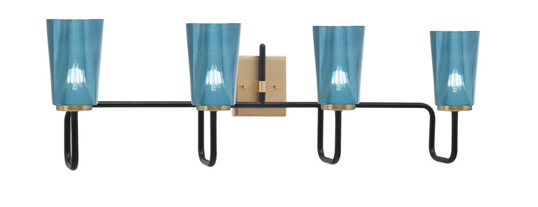 Toltec Lighting - 6224-MBNAB-265 - Four Light Bath Bar - Sandia - Matte Black & New Age Brass