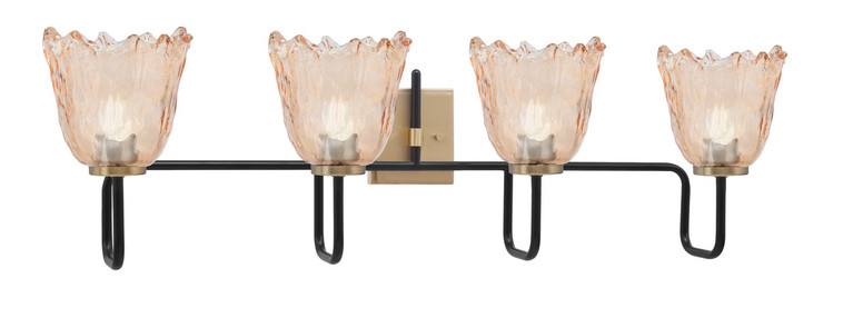 Toltec Lighting - 6224-MBNAB-4233 - Four Light Bath Bar - Sandia - Matte Black & New Age Brass
