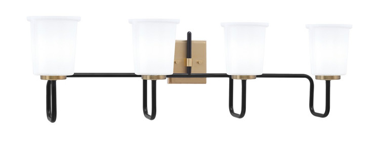 Toltec Lighting - 6224-MBNAB-5031 - Four Light Bath Bar - Sandia - Matte Black & New Age Brass