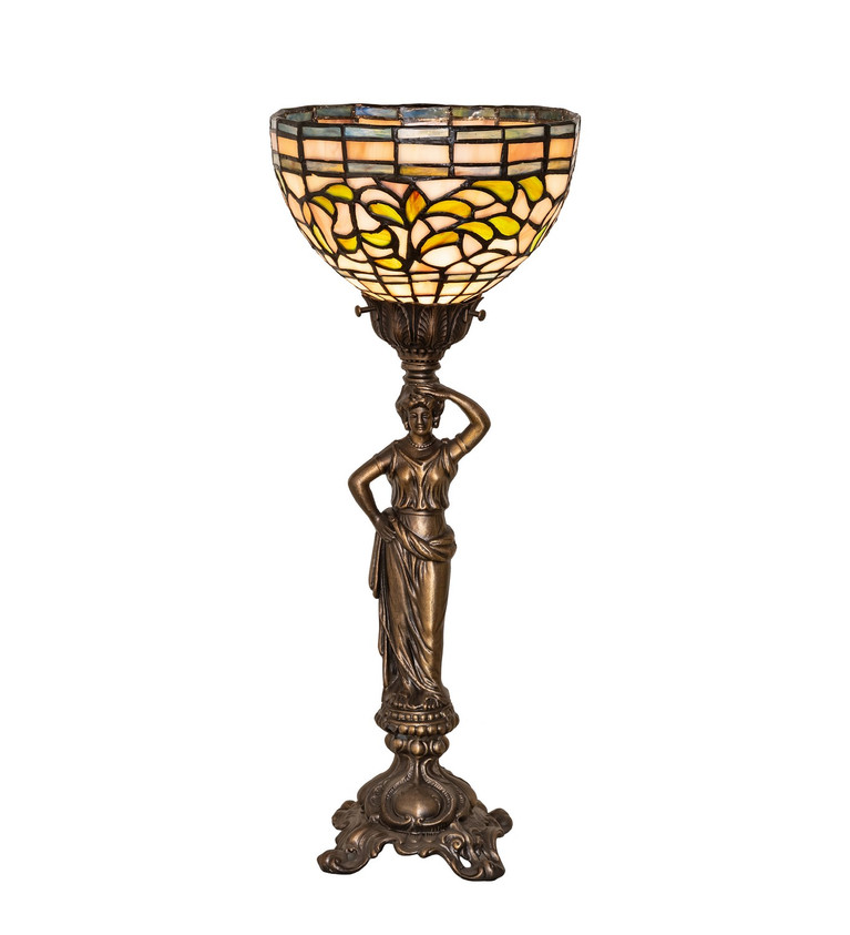 Meyda Tiffany - 300424 - One Light Accent Lamp - Tiffany Turning Leaf - Antique Brass