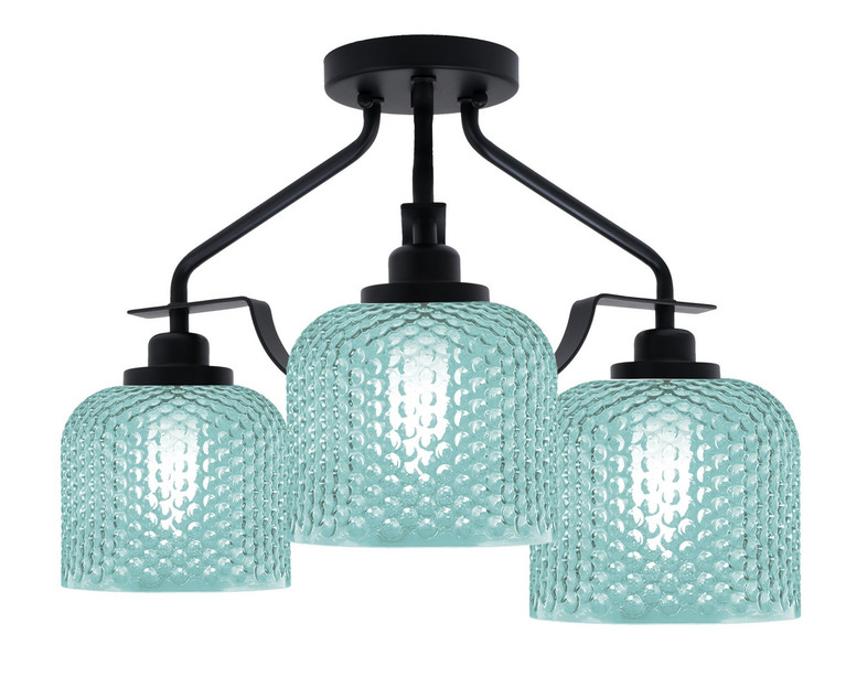 Toltec Lighting - 2607-MB-4615 - Three Light Semi-Flush Mount - Odyssey - Matte Black