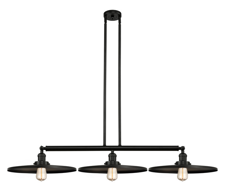 Innovations - 213-BK-MFR-BK-16 - Three Light Island Pendant - Franklin Restoration - Matte Black