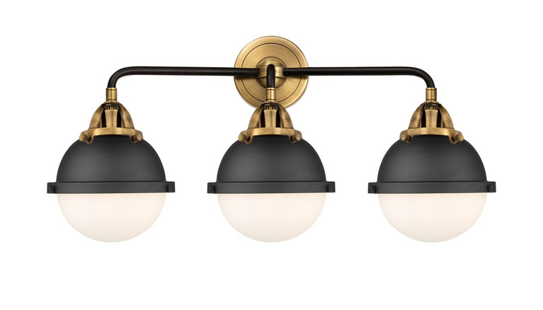Innovations - 288-3W-BAB-HFS-61-BK - Three Light Bath Vanity - Nouveau 2 - Black Antique Brass