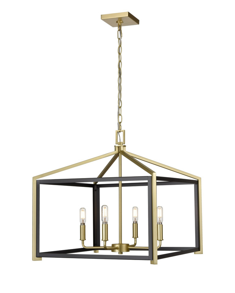 Innovations - 376-4CR-BSB-20 - LED Pendant - Downtown Urban - Black Satin Brass