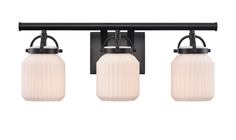 Innovations - 416-3W-BK-G416-6WH - Three Light Bath Vanity - Downtown Urban - Matte Black