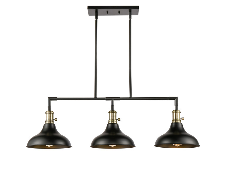 Innovations - 443SW-3I-BAB-M15BK - Three Light Island Pendant - Metro - Black Antique Brass
