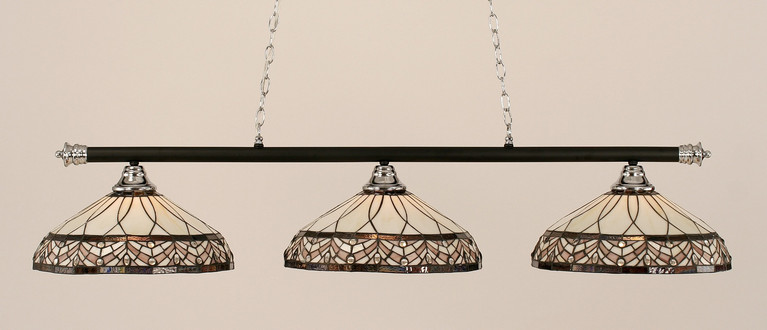 Toltec Lighting - 373-CHMB-948 - Three Light Billiard Bar - Oxford - Chrome/Matte Black