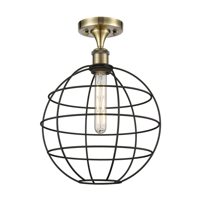 Innovations - 516-1C-AB-CE-12-BK - LED Semi-Flush Mount - Ballston - Antique Brass