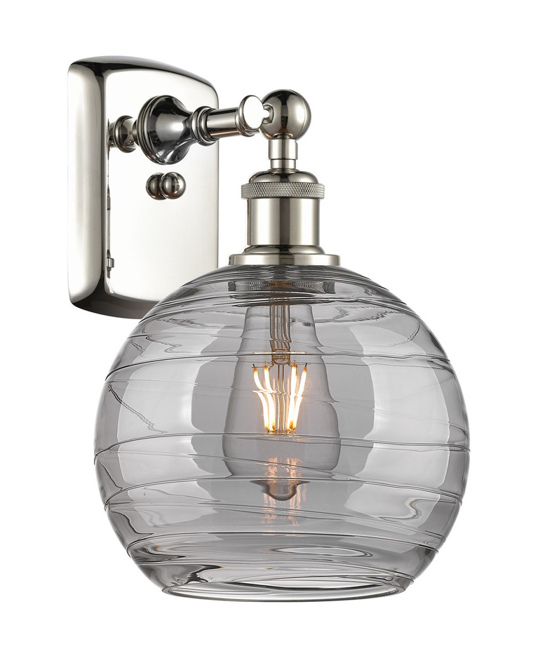 manufacturer_finish:Polished Nickel|manufacturer_glass:Light Smoke Athens Deco Swirl|light_output:220.00lm|color_temperature:2200K|cri:99