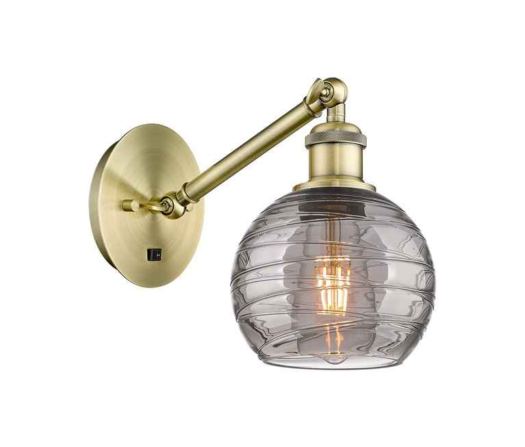 manufacturer_finish:Antique Brass|manufacturer_glass:Light Smoke Athens Deco Swirl|light_output:220.00lm|color_temperature:2200K|cri:99