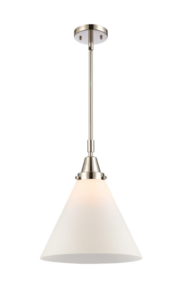 manufacturer_finish:Polished Nickel|manufacturer_glass:Cased Matte White Cone 12|light_output:220.00lm|color_temperature:2200K|cri:99