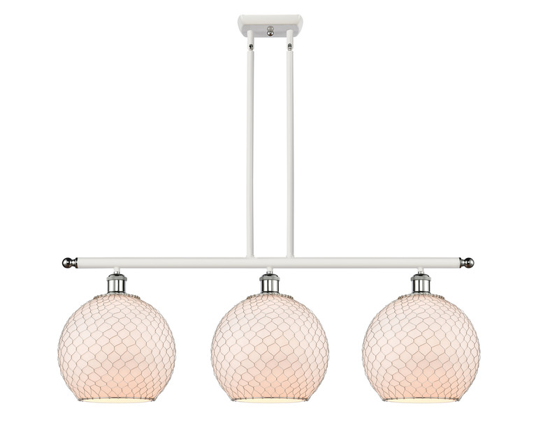 Innovations - 516-3I-WPC-G121-10CSN - Three Light Island Pendant - Ballston - White and Polished Chrome