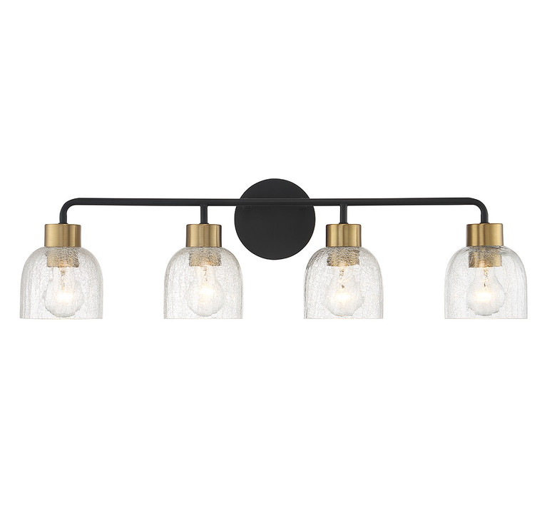 Savoy House - L8-5900-4-143 - Four Light Bathroom Vanity - Flagler - Matte Black w/ Warm Brass