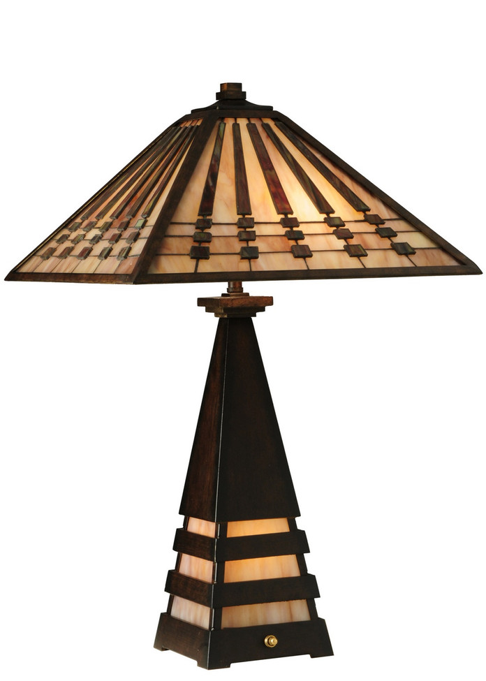 Meyda Tiffany - 131510 - Three Light Table Lamp - Ra - Mahogany Bronze