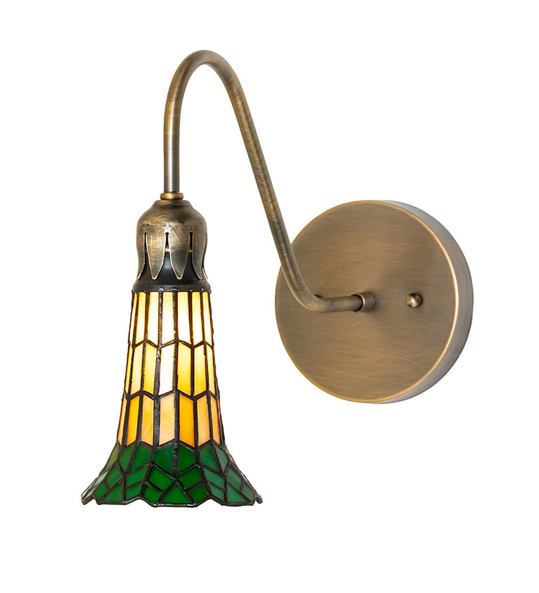 Meyda Tiffany - 287195 - One Light Wall Sconce - Stained Glass Pond Lily - Antique Brass