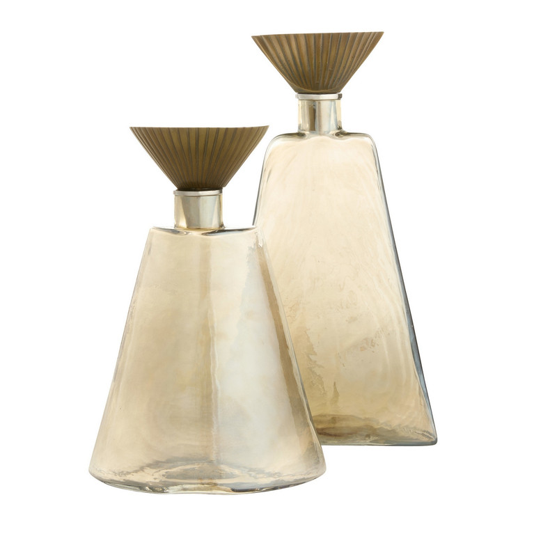 Arteriors - ARI25 - Decanters Set of 2 - Mariah - Antique Brass