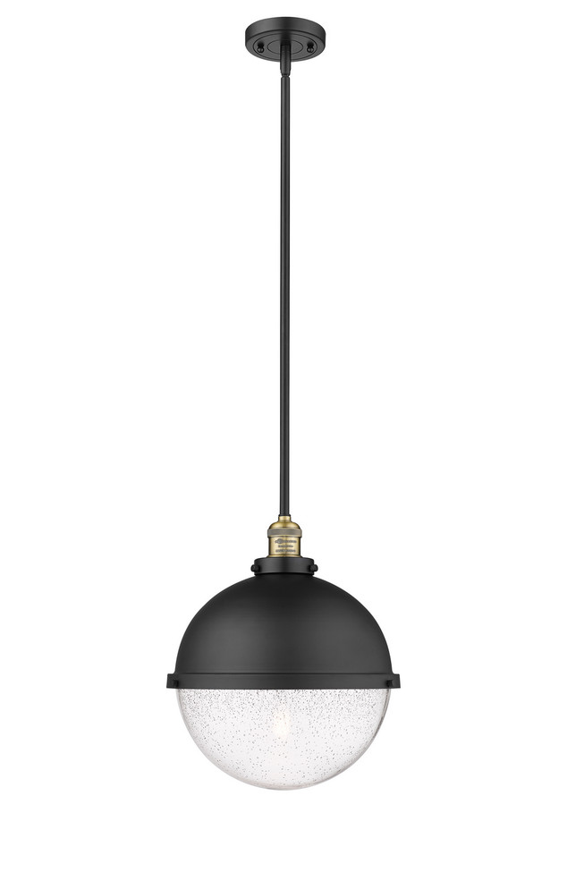 Innovations - 201S-BAB-HFS-124-BK - One Light Pendant - Franklin Restoration - Black Antique Brass