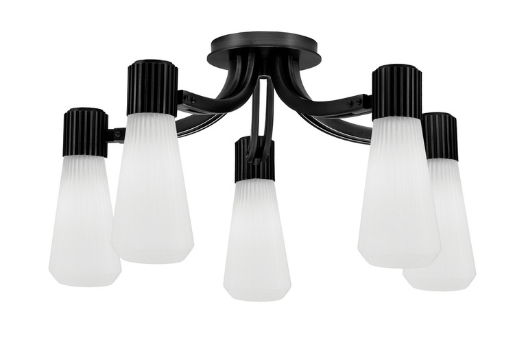 Toltec Lighting - 4817-MB-881 - Five Light Semi-Flush Mount - Everleigh - Matte Black