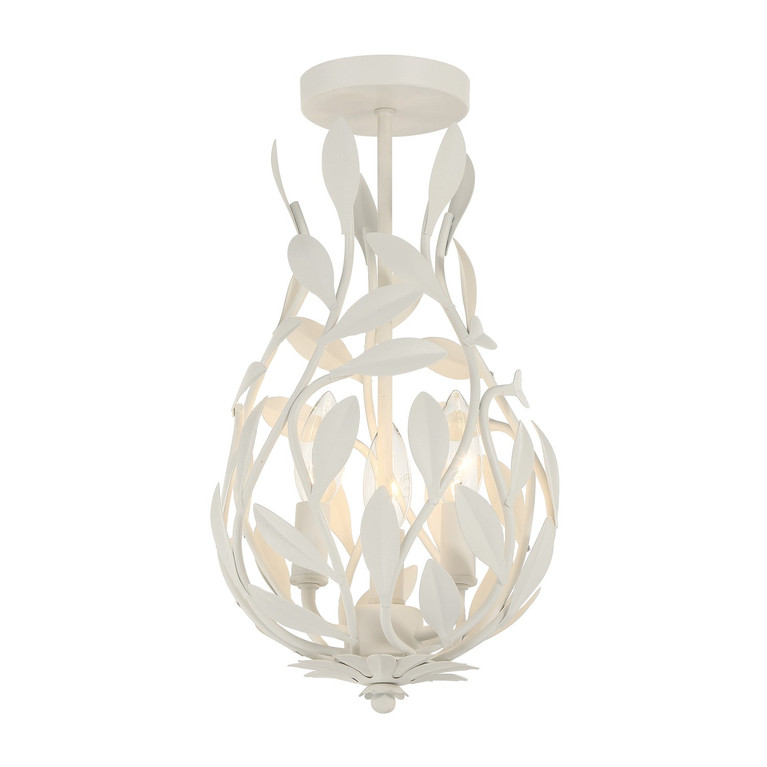 Crystorama - 565-MT_CEILING - Three Light Semi Flush Mount - Broche - Matte White