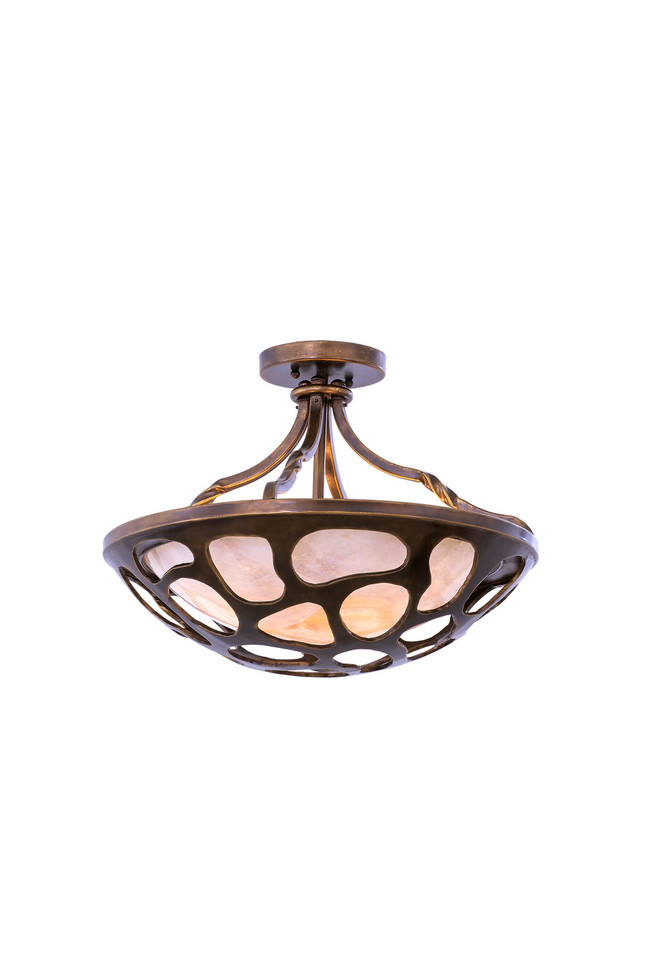 Kalco - 501951CP - Three Light Semi Flush Mount - Gramercy - Copper Patina