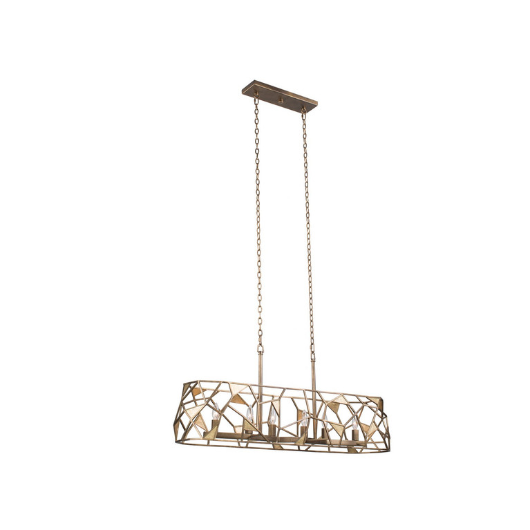 Kalco - 504760PAB - Six Light Island Pendant - Esmeralda - Pearlized Antique Brass