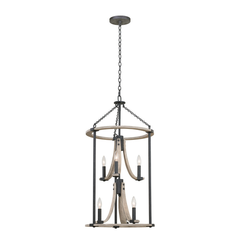 Kalco - 506650NI - Six Light Foyer Pendant - Middleton - Natural Iron