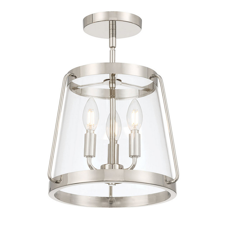 Millennium - 230103-PN - Three Light Semi-Flush Mount - Adabella - Polished Nickel