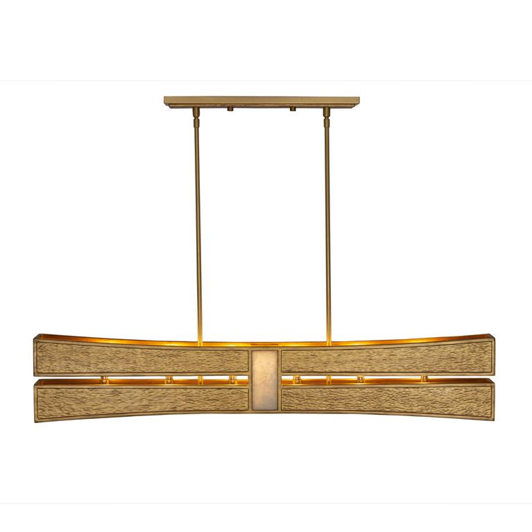 Kalco - 528461RBG - Six Light Linear Pendant - Dos - Rustic Gold and Brushed Gold