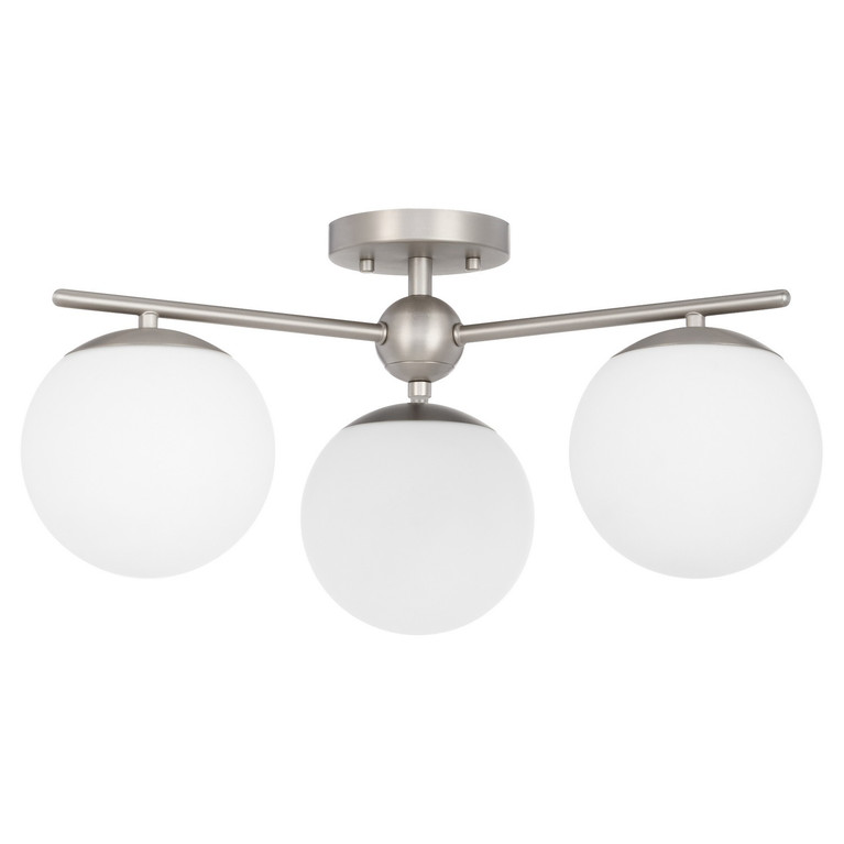 Quorum - 339-3-65 - Three Light Semi-Flush Mount - Jasper - Satin Nickel