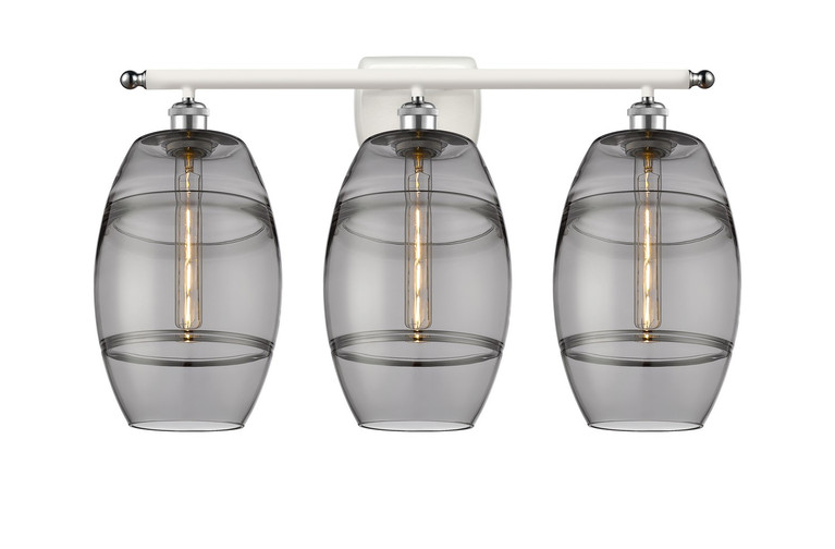 Innovations - 516-3W-WPC-G557-8SM - Three Light Bath Vanity - Ballston - White Polished Chrome