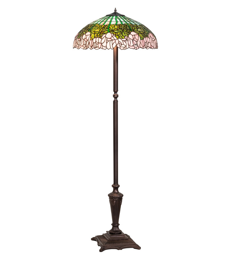 Meyda Tiffany - 19763 - Three Light Floor Lamp - Tiffany Cabbage Rose - Mahogany Bronze