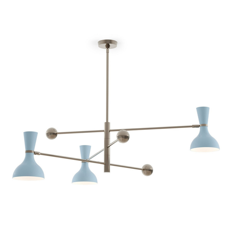 Robert Abbey - BB11BB - Three Light Pendant - Clare - Polished Nickel w/Baby BluePainted