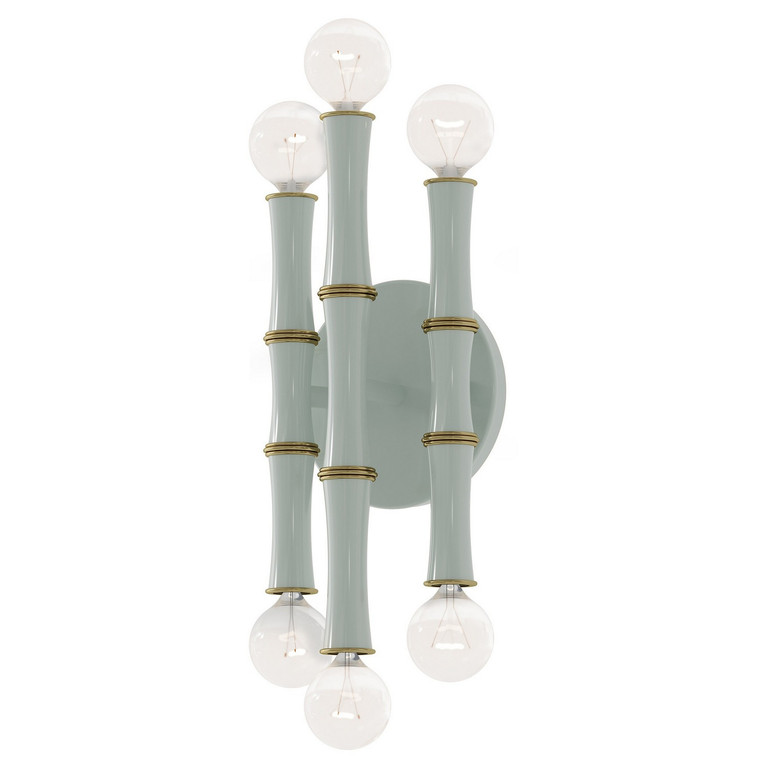 Robert Abbey - CL75 - Six Light Wall Sconce - Kane - Celadon w/Modern Brass