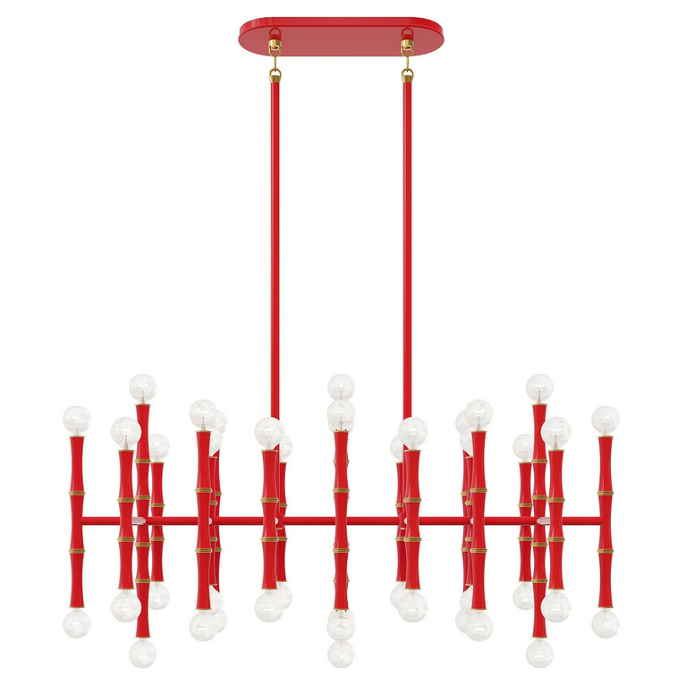Robert Abbey - RR77 - 42 Light Chandelier - Kane - Ruby Red w/Modern Brass