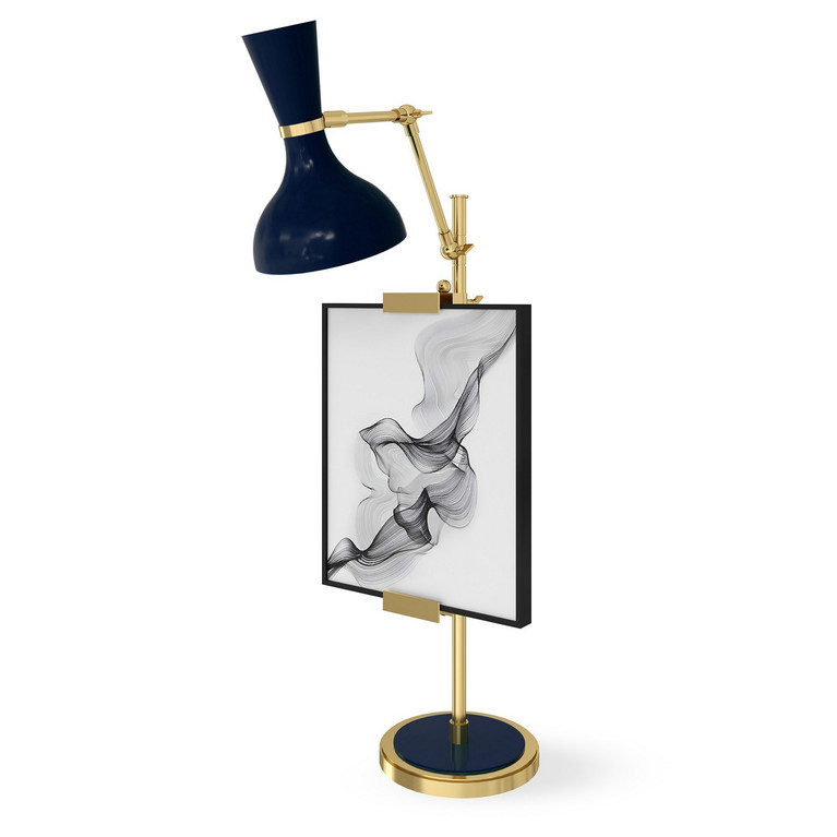 Robert Abbey - MB14MB - One Light Table Easel - Clare - Modern Brass w/Midnight Blue Painted